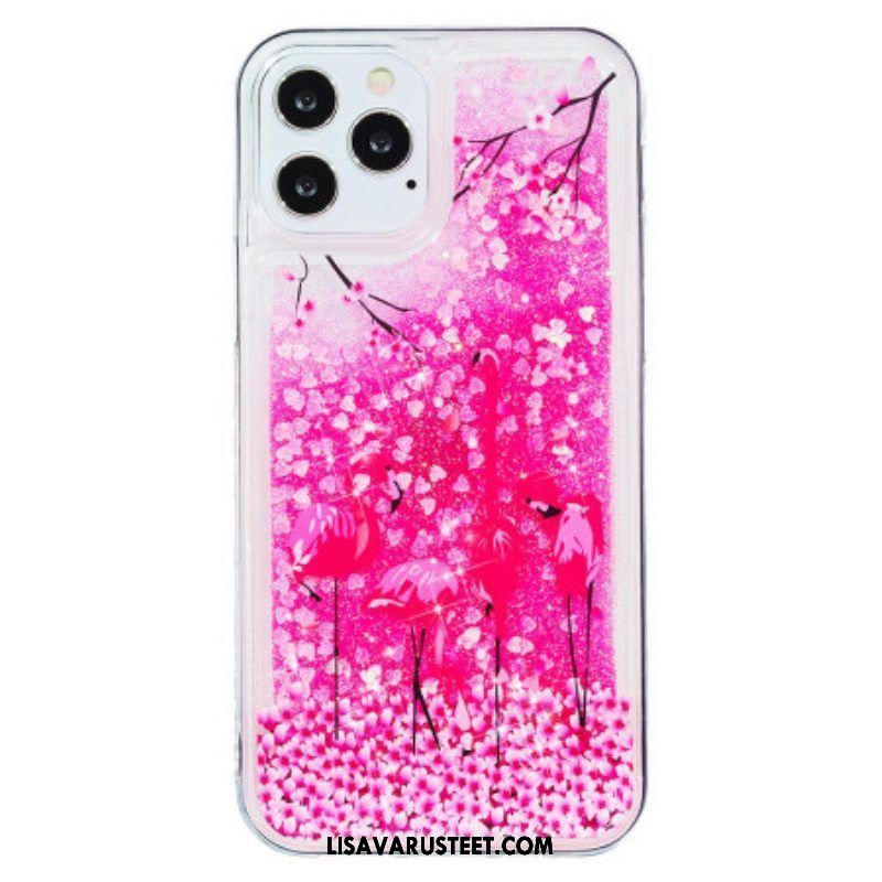 Kuori iPhone 15 Pro Flamingo Glitter