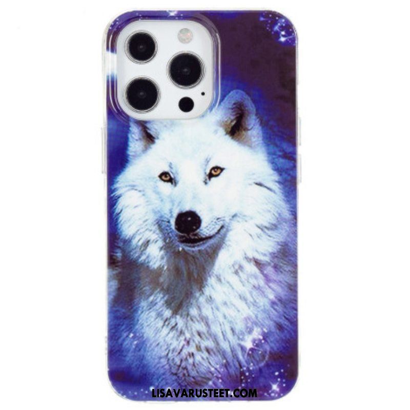 Kuori iPhone 15 Pro Fluoresoiva White Wolf