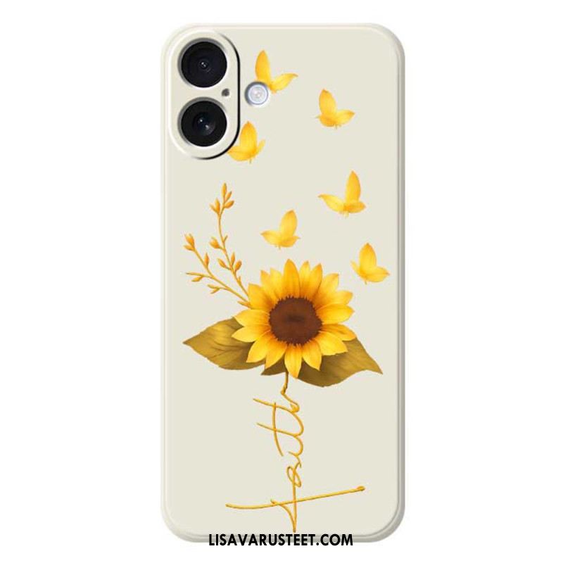 Kuori iPhone 17 Nestemäisestä Silikonista Valmistetut Auringonkukat Suojakuori
