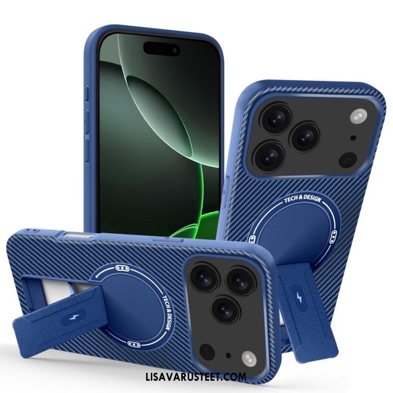 Kuori iPhone 17 Pro Max Hiilikuitukuvio Ja Jalusta