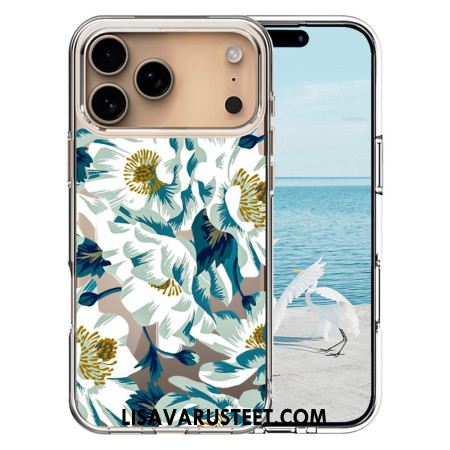 Kuori iPhone 17 Pro Max Magsafe-yhteensopiva Valkoiset Kukat Suojakuori