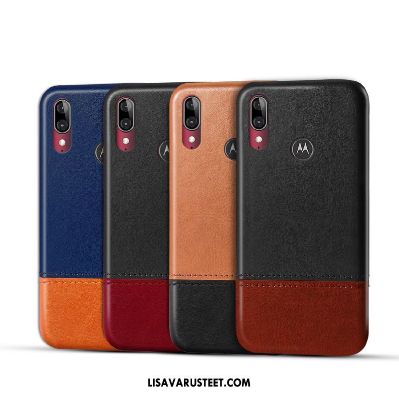 Moto E6 Plus Kuoret Musta Nahkakotelo Suojaus Puhelimen Kuori Osta