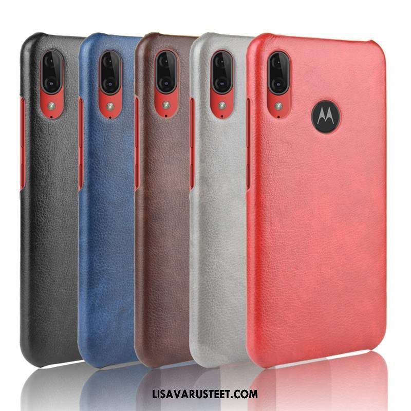 Moto E6 Plus Kuoret Punainen Kotelo Suojaus Nahka Kuori Alennus