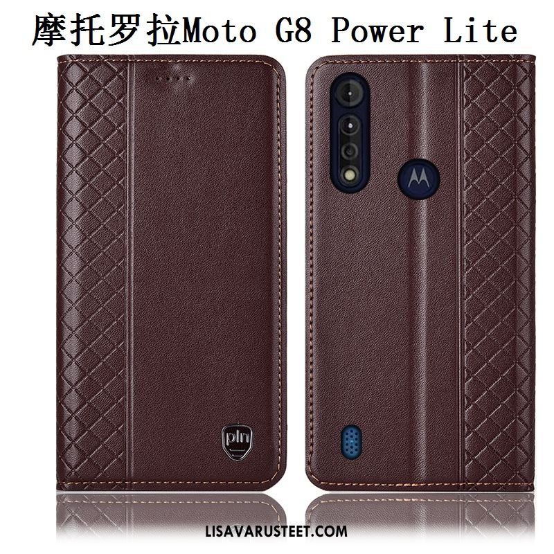 Moto G8 Power Lite Kuoret Murtumaton Suojaus Puhelimen All Inclusive Aito Nahka Kuori Osta