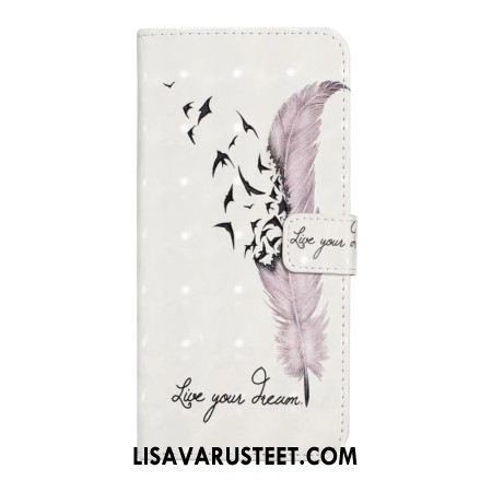 Nahkakotelo Oneplus Nord 4 3d-vaaleanpunainen Höyhen