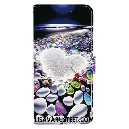 Nahkakotelo Oneplus Nord 5 Valkoinen Sydän