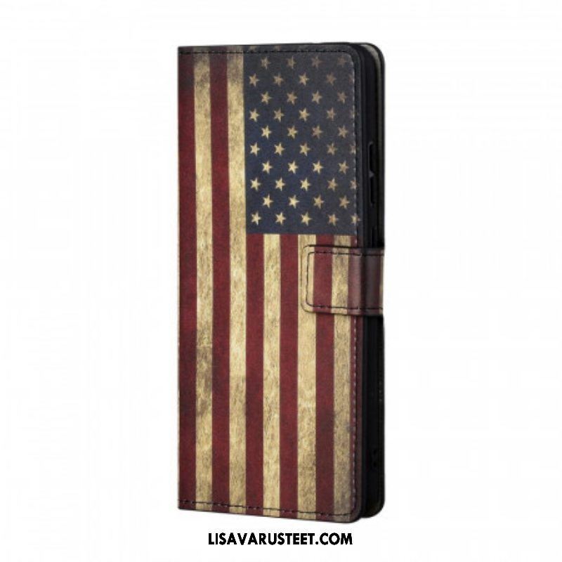 Nahkakotelo Samsung Galaxy A13 5G / A04s Amerikan Lippu