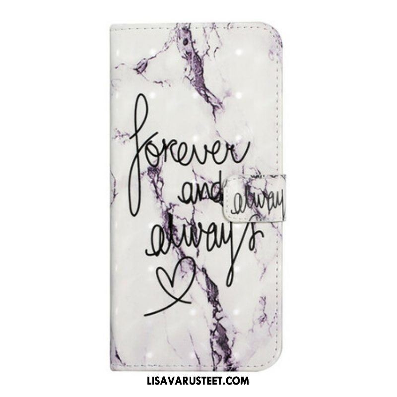 Nahkakotelo Samsung Galaxy S21 FE Marble Forever & Always