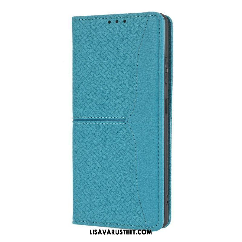 Nahkakotelo Samsung Galaxy S21 Ultra 5G Suojaketju Kuori Strappy Woven Leather Style