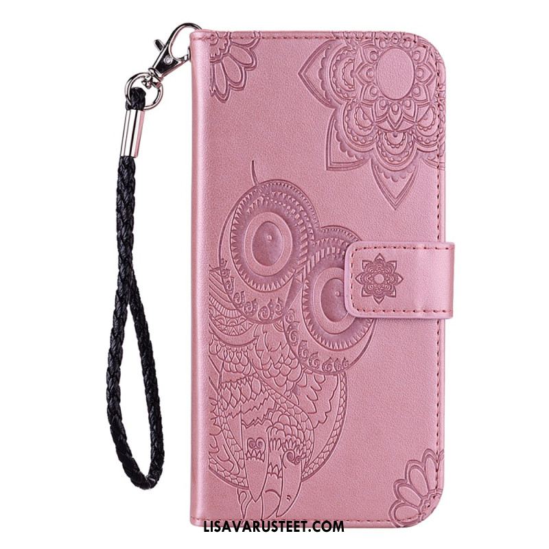 Nahkakotelo Samsung Galaxy S25 5g Edge Pöllöt Ja Hihna