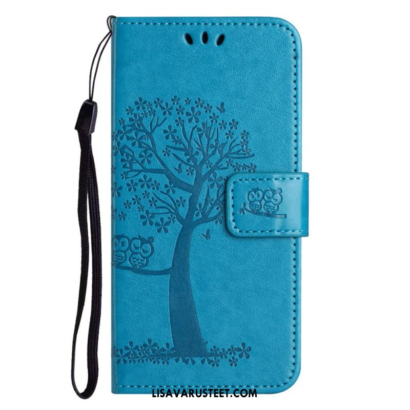 Nahkakotelo Samsung Galaxy S25 Fe Puu Ja Pöllöt