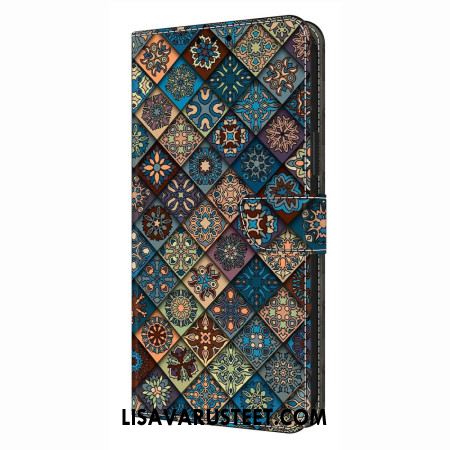 Nahkakotelo Samsung Galaxy S26 Plus Sininen Kukkakuvio