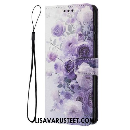 Nahkakotelo Sony Xperia 1 Vii Violetit Ruusut