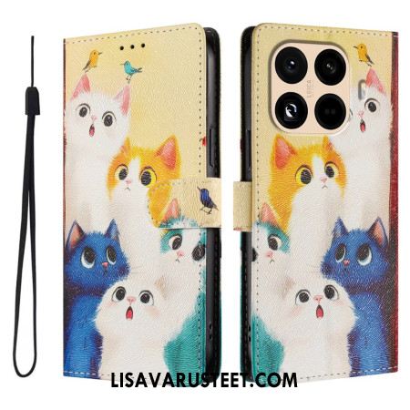 Nahkakotelo Xiaomi 15t Pro Värikkäät Kissat