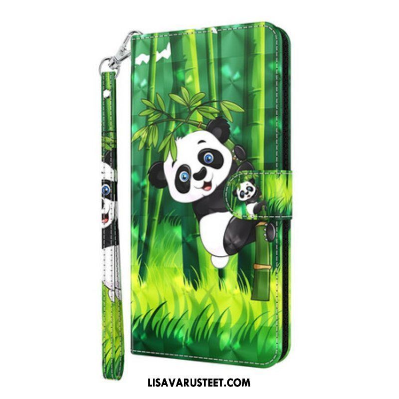 Nahkakotelo iPhone 13 Mini Panda Ja Bambu