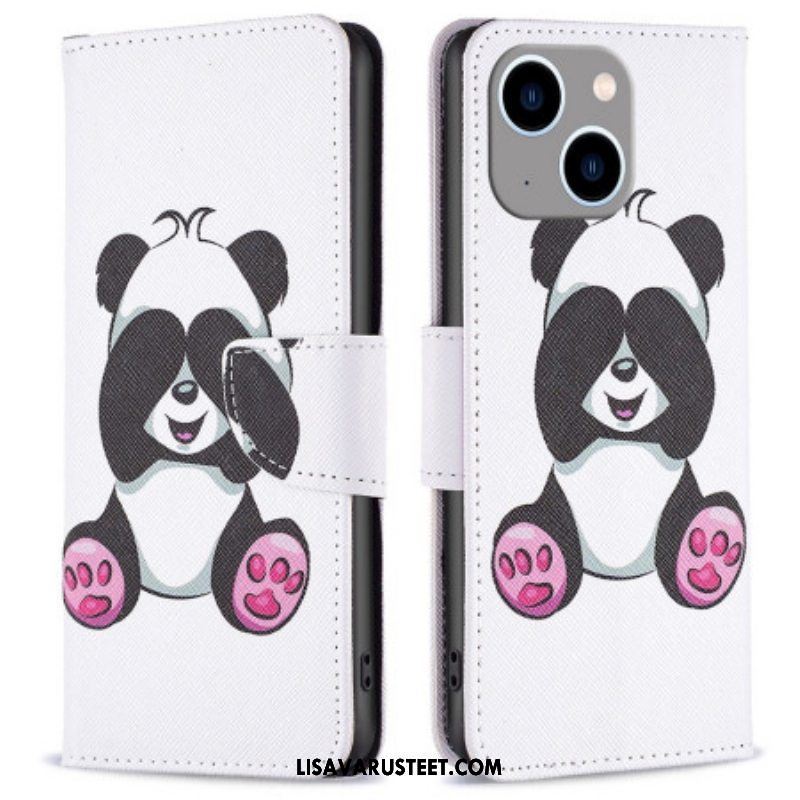 Nahkakotelo iPhone 14 Plus Panda Hauskaa