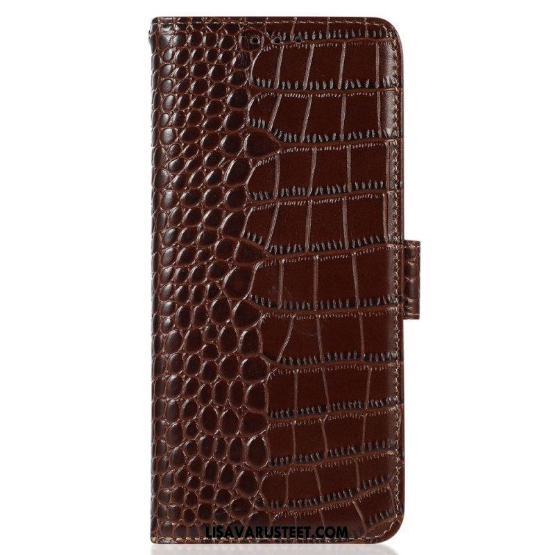 Nahkakotelo iPhone 14 Pro Max Crocodile Style Rfid