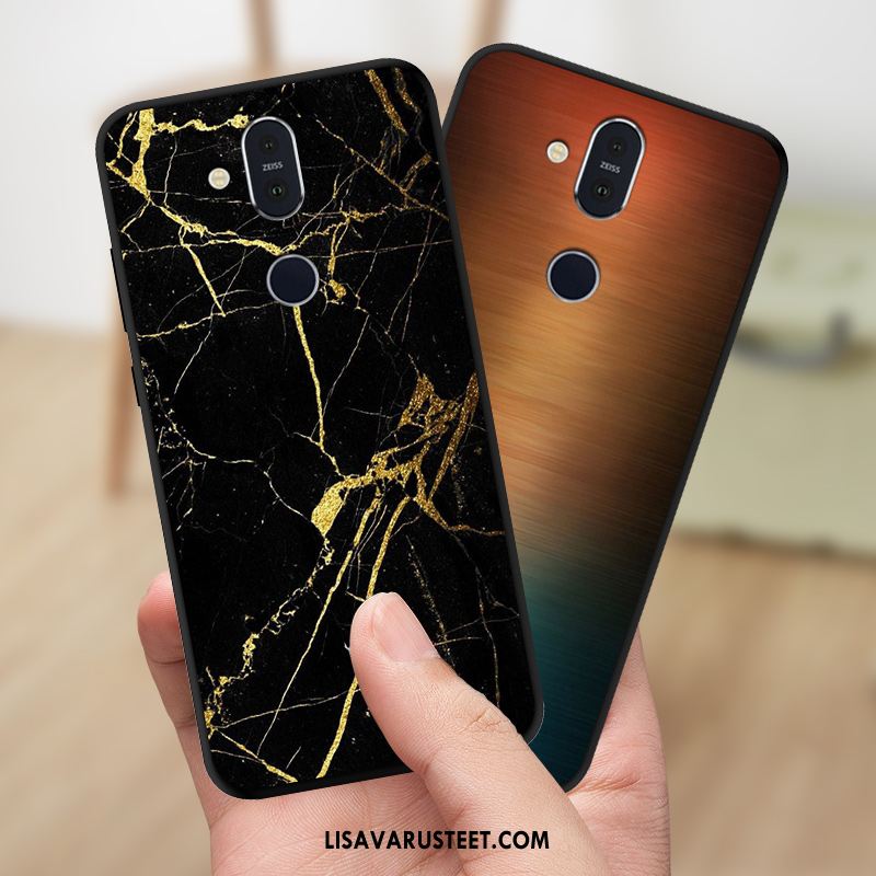 Nokia 8.1 Kuoret Musta Pesty Suede Puhelimen All Inclusive Suojaus Kuori Verkossa