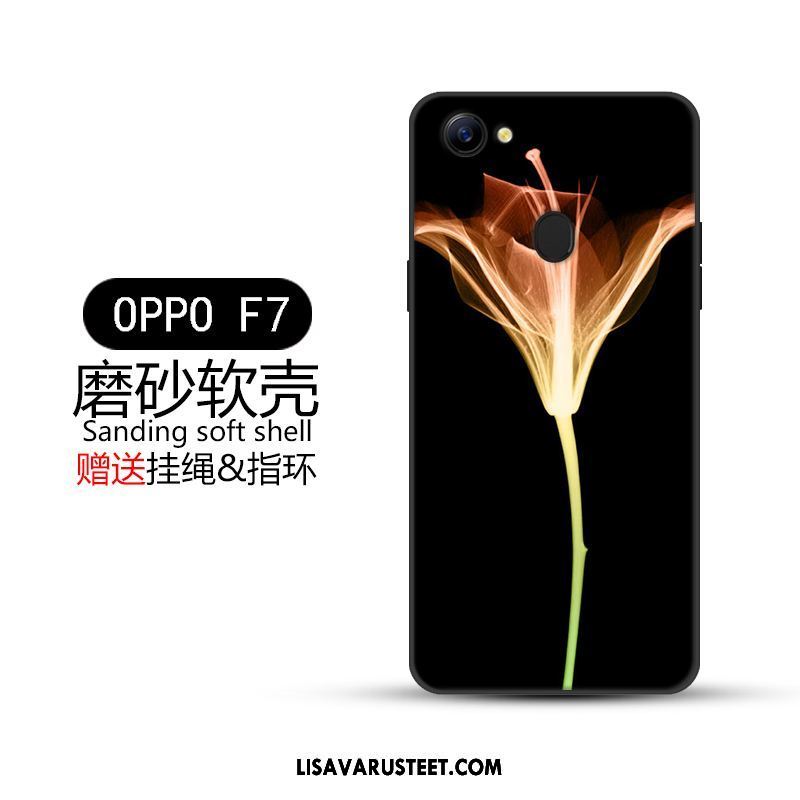 Oppo F7 Kuoret Luova Musta Kotelo Murtumaton Pesty Suede Kuori Verkossa