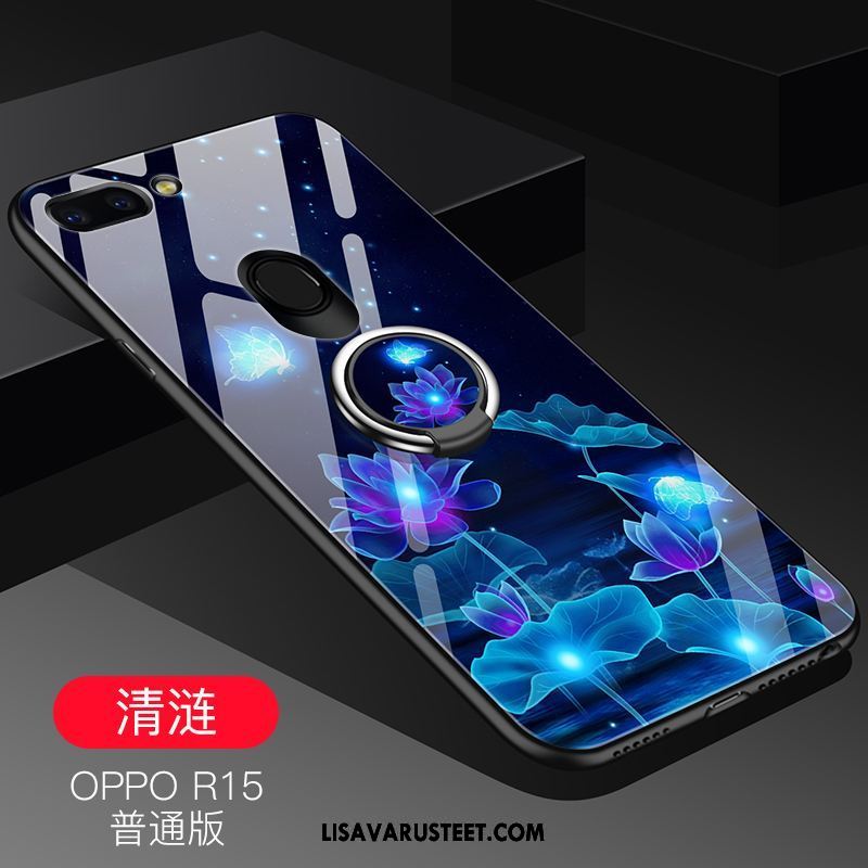 Oppo R15 Kuoret Ihana Sininen Kotelo Murtumaton Pesty Suede Kuori Halpa