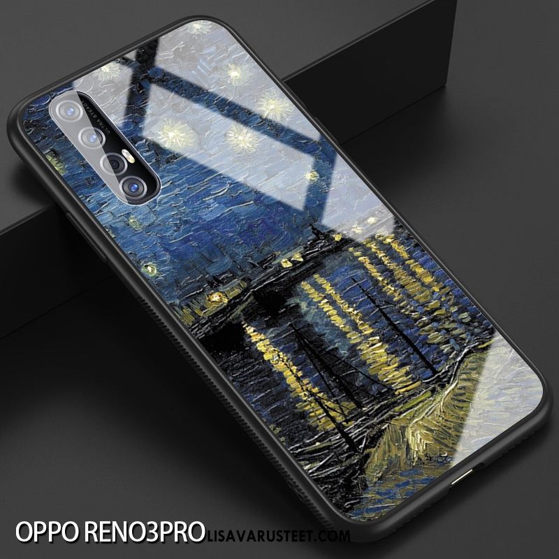 Oppo Reno 3 Pro Kuoret Lasi Sininen Murtumaton Trendi Suojaus Kuori Alennus