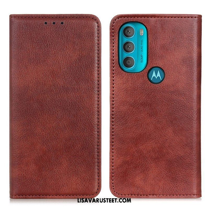 Puhelinkuoret Moto G71 5G Kotelot Flip Teksturoitu Haljattu Nahka