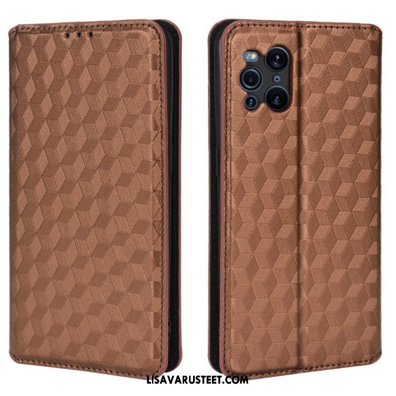 Puhelinkuoret Oppo Find X3 Pro Kotelot Flip Timanttinahkaefekti