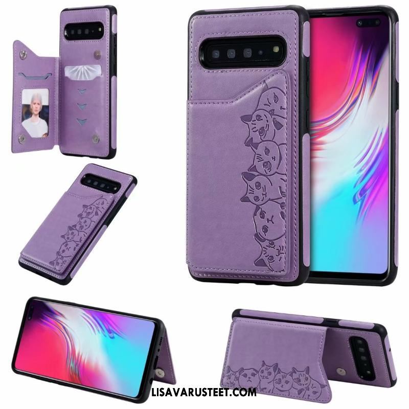 Samsung Galaxy S10 5g Kuoret Sarjakuva Violetti Kuvio Kissa Simpukka Myynti